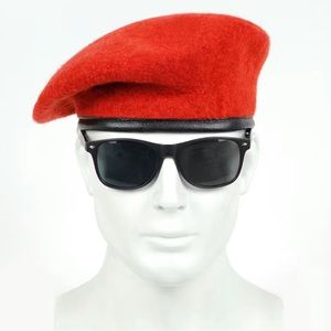 2 vintage Men's Elegant Black Wool Woven Beret